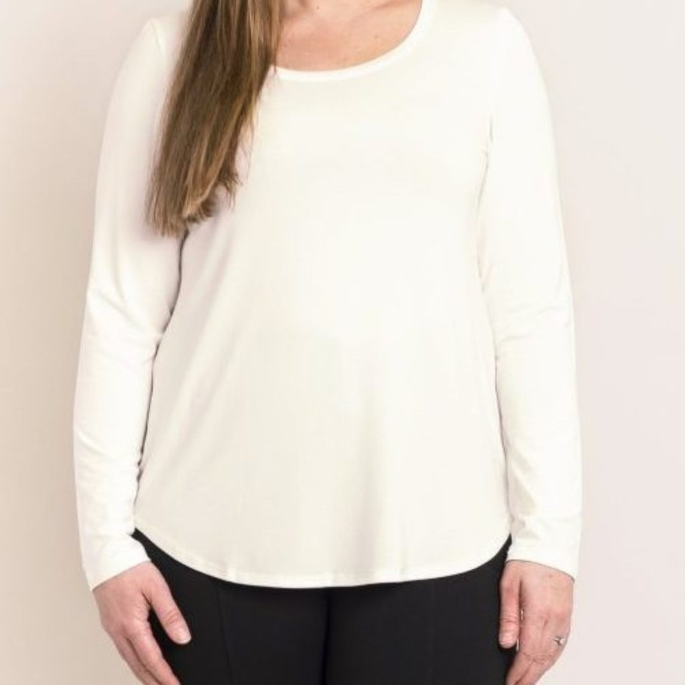 Blue Sky Clothing Long Sleeve Tessa Top - Winter White 3X